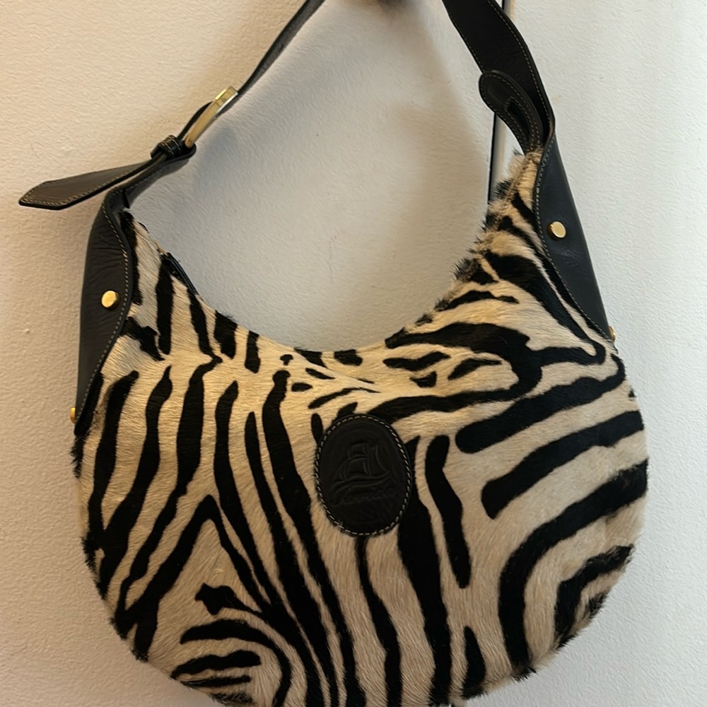 Printed zebra hobo shoulder bag